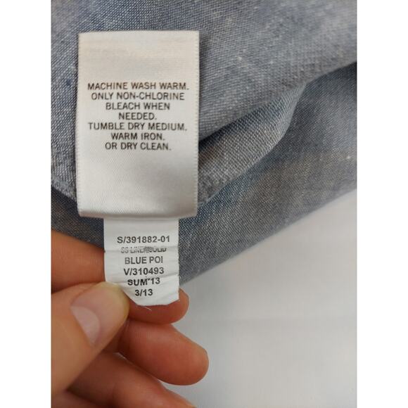 Banana Republic Shirt Mens XL Blue-Gray Linen Blend Button Up Preppy Collared - Picture 7 of 12